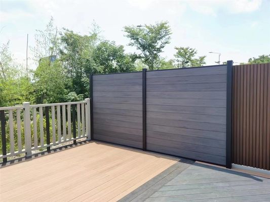 Buitenhouten hout plastic composiet WPC dekheining hek NY75 * 25 met hout graan patroon
