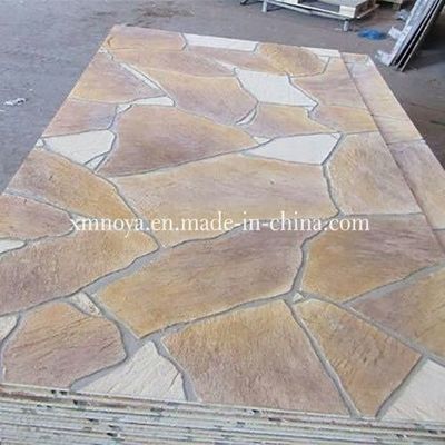 Geel / goud brandwerend Aston mineraalvezel stenen wandpaneel voor gebouw decoratief